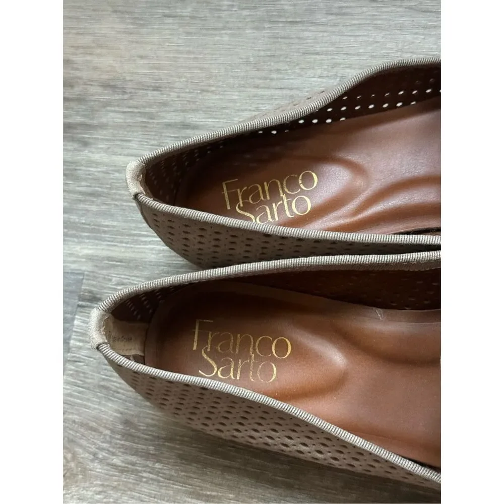 Franco Sarto Perforates Suede Tassel Loafers Tan 7